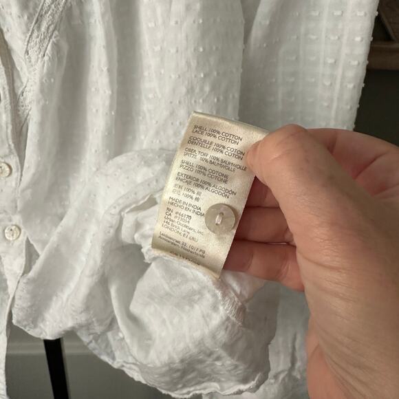 Anthropologie Pilcro Lace Back Button Down Long Sleeve Blouse White Small - Picture 5 of 7